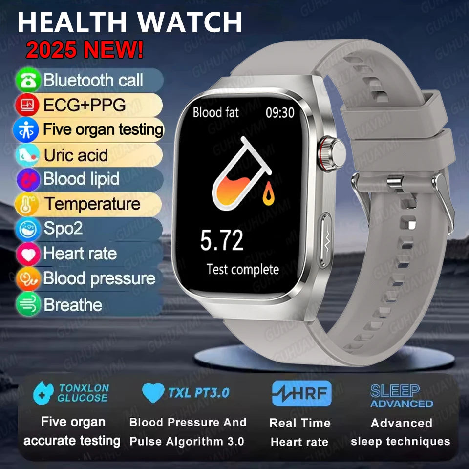 Health Smart Watch – ECG Uric Acid Body Fat Bluetooth Call Men