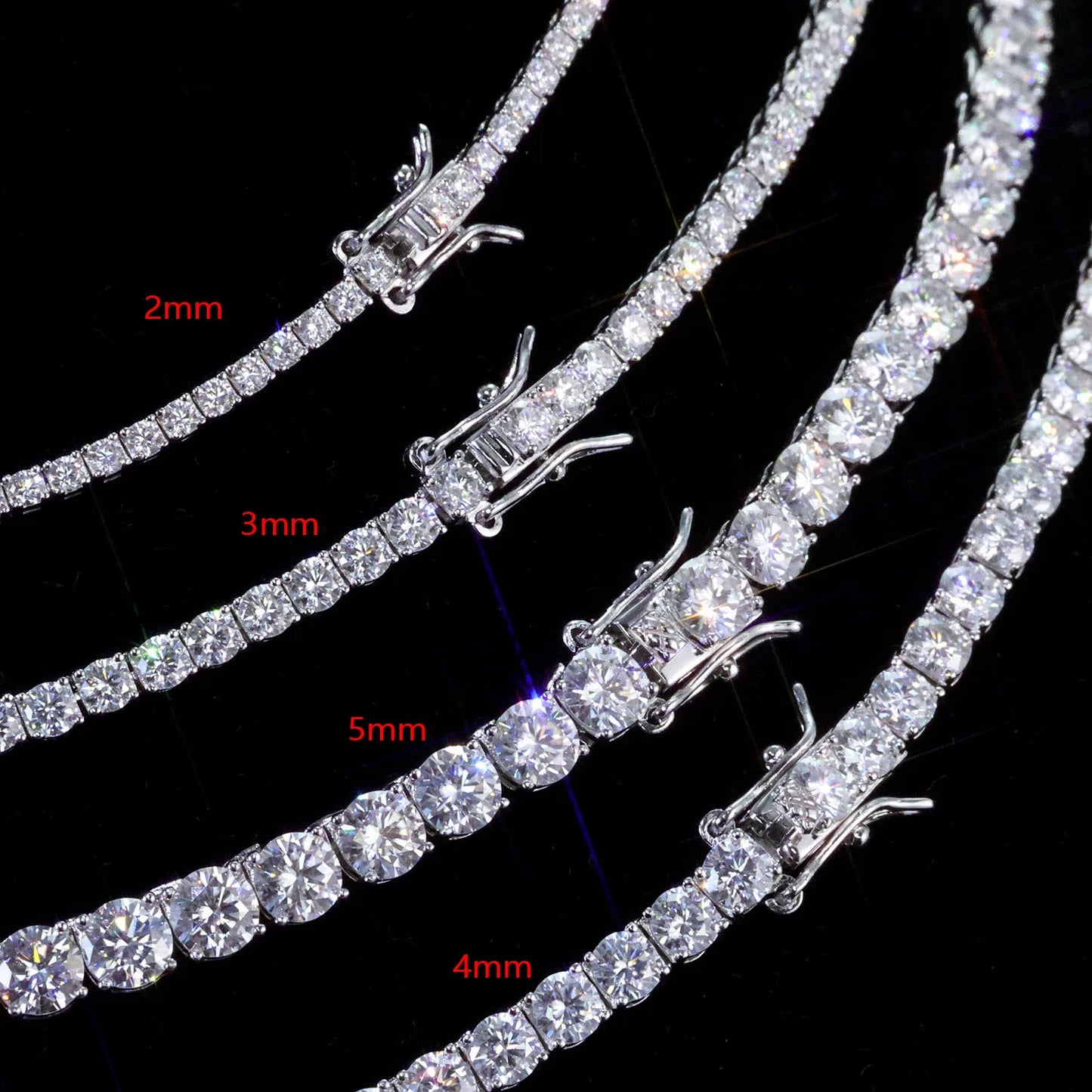 Fast Shipping Hip Hop Iced Out 2/3/4/5mm Moissanite Tennis Chain Men Women 925 Silver Moissanite Tennis Necklace GRA Certificate - Teglex