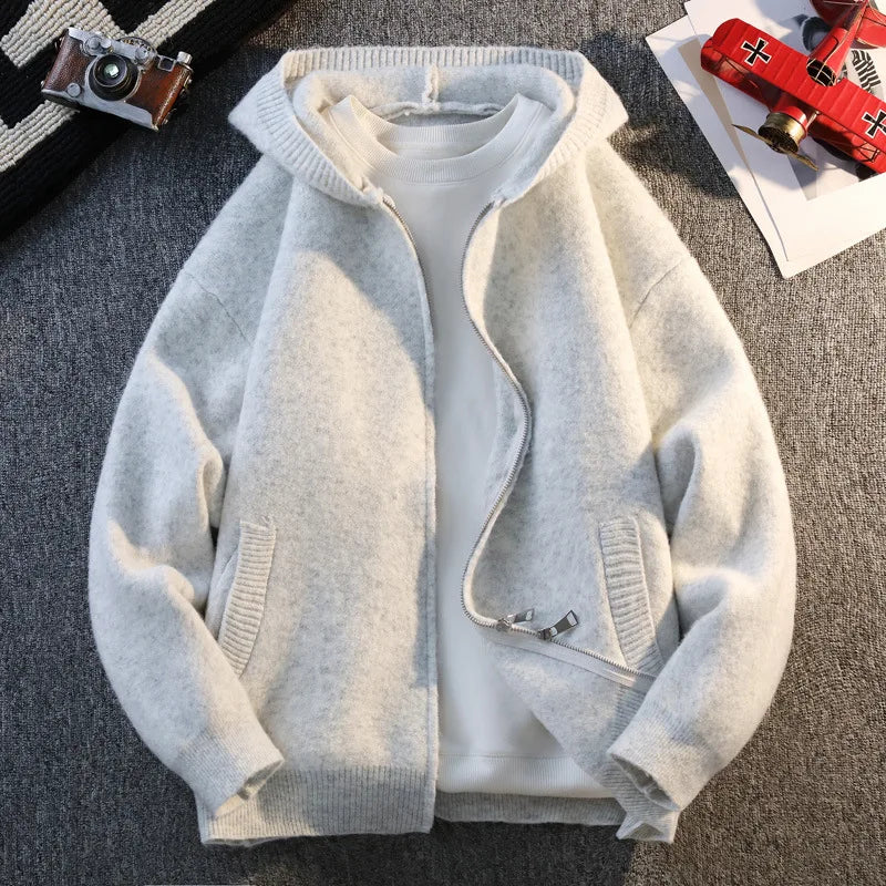 Herren Strickjacke mit Kapuze Locker Lässig Pullover Mantel 4XL