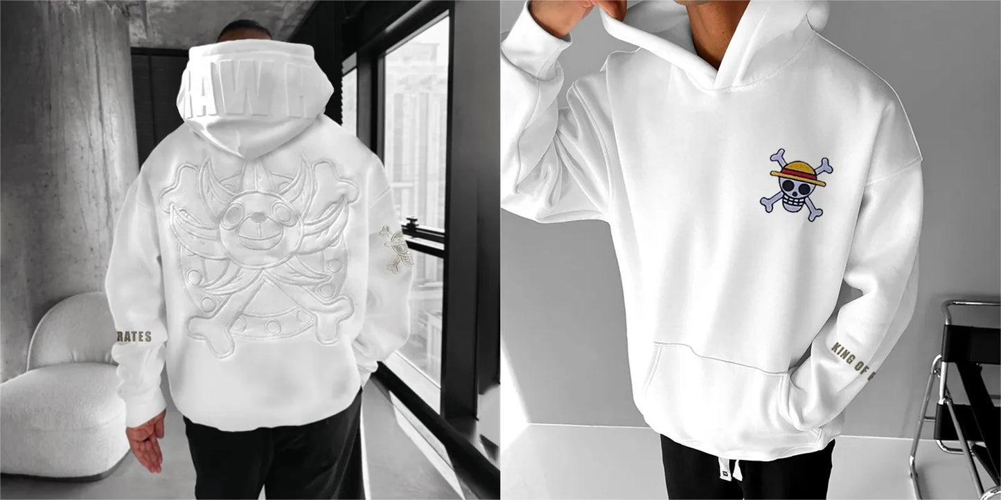 25 A best-selling men's pure cotton sweatshirt in collaboration with the Japanese anime One Piece for daily commuting and sports - Teglex