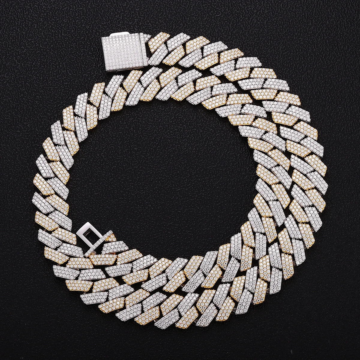 Provence Moissanite Cuban Chain Bracelet for Men Two-color S925 Silver Rapper Bangles Hip Hop Bracelet Miami Link Chain for Man