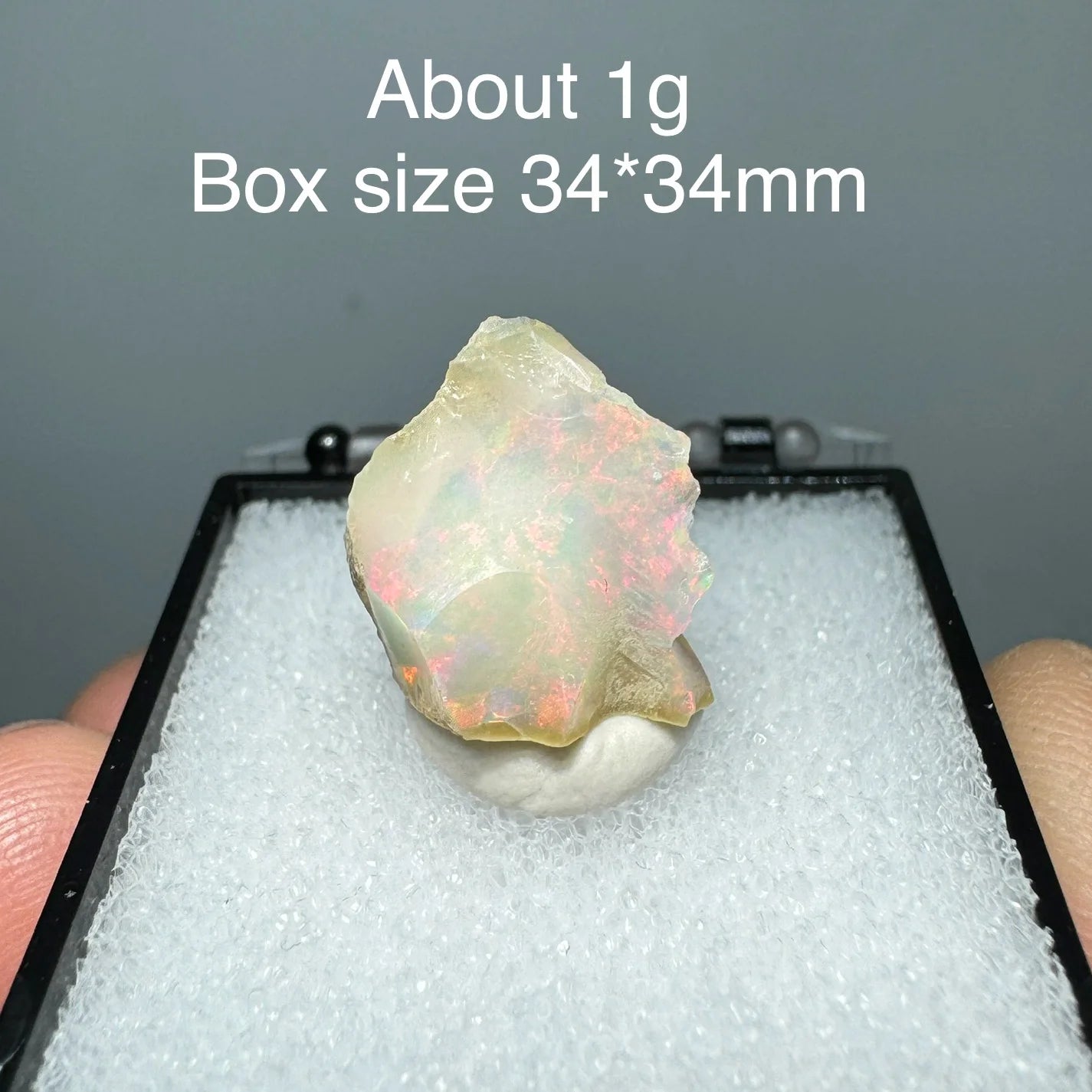 Ethiopia Opal Gem Mineral Specimen – 34x34mm Box