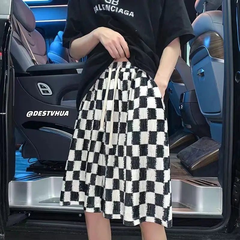 Men's Ice Silk Shorts – Chessboard Loose Casual Fit