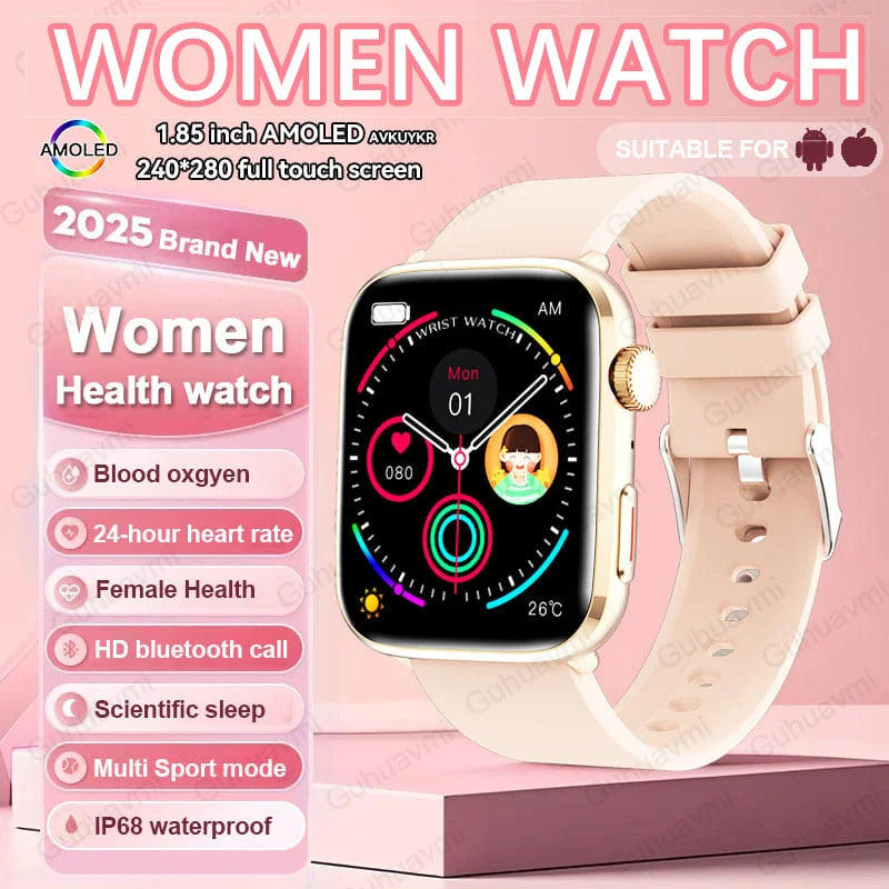 KI-Smartwatch für Frauen – Herzfrequenzvariabilität (HRV), NFC, IP68