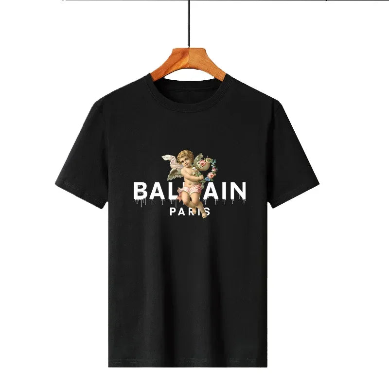 2025 Summer Luxury T-shirt Angel Graphic Print Short Sleeve Comfortable T Shirts Retro Y2k Tees t shirt women harajuku t shirts - Teglex