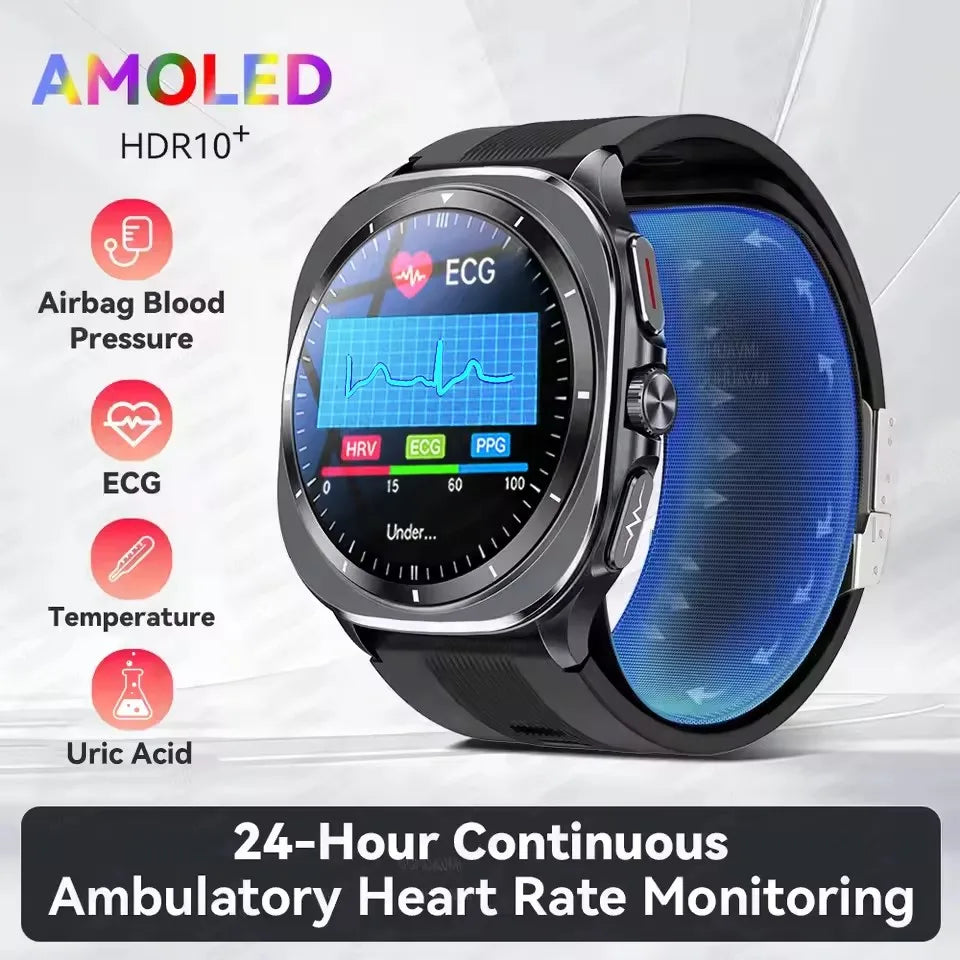 2025New Nursing Grade Air Pump Airbag Accurate Measure ECG Blood oxygen SmartWatches Men Blood Pressure Fitness Sport SmartWatch