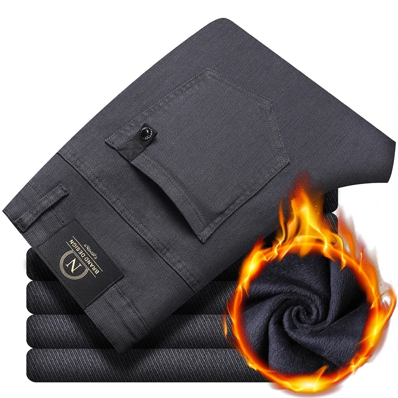 Herren Fleece Schlanke Samt Warme Business Casual Hosen