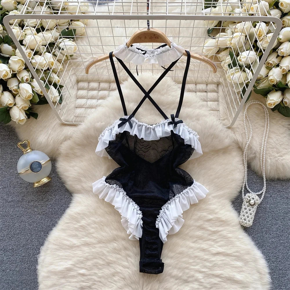 Women's Sexy Lingerie Bra & Panty Set Chest Suspenders