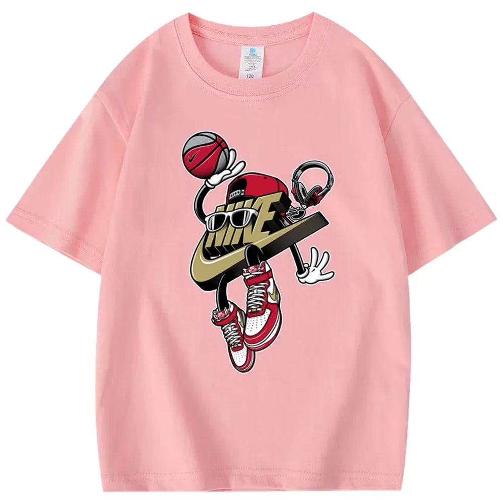 2025 Spring and Summer New Round Solid Color Brand Short Sleeve T-shirt Light Luxury with Simple Casual Shirt Ins Tide - Teglex