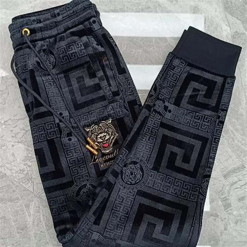 Men's Tiger Embroidery Harem Jogger Track Pants