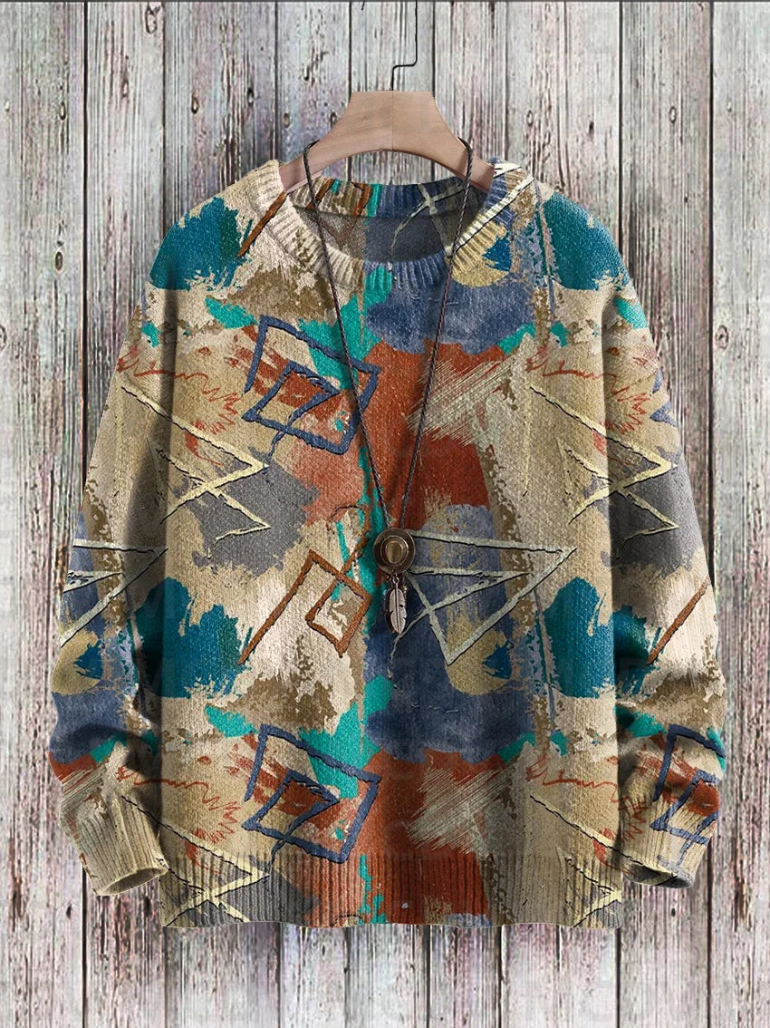 Vintage-Strickpullover mit Musterdruck für Damen und Herren