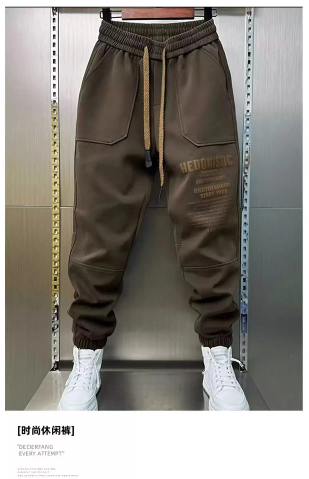 Herren Cargo Jogginghose Sweathose Kordelzug Taille Hose
