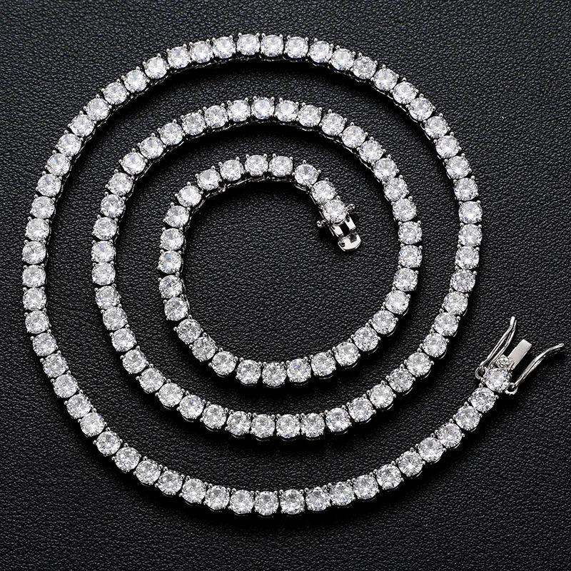 TUHE Unisex Moissanite Tennis S925 Necklace VVS1 Moissanite Tennis Chain S925 Silver For Men Women Gift Pass Diamonds Test - Teglex