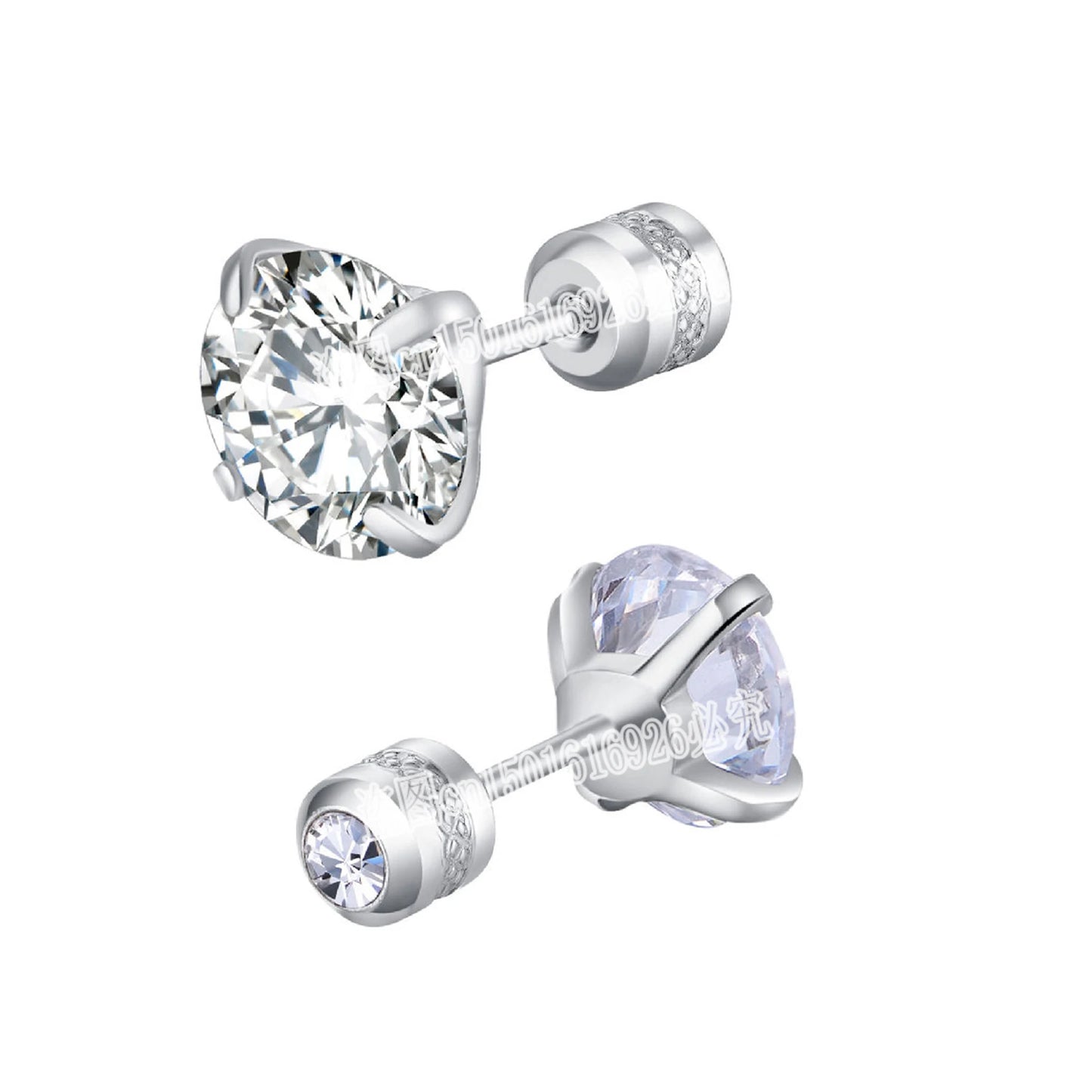 TOP 4 Color Titanium Steel Stud Earrings for Men Women CZ Zircon Screw Silver Black Rose Golden Earring Best Gift Jewelry - Teglex