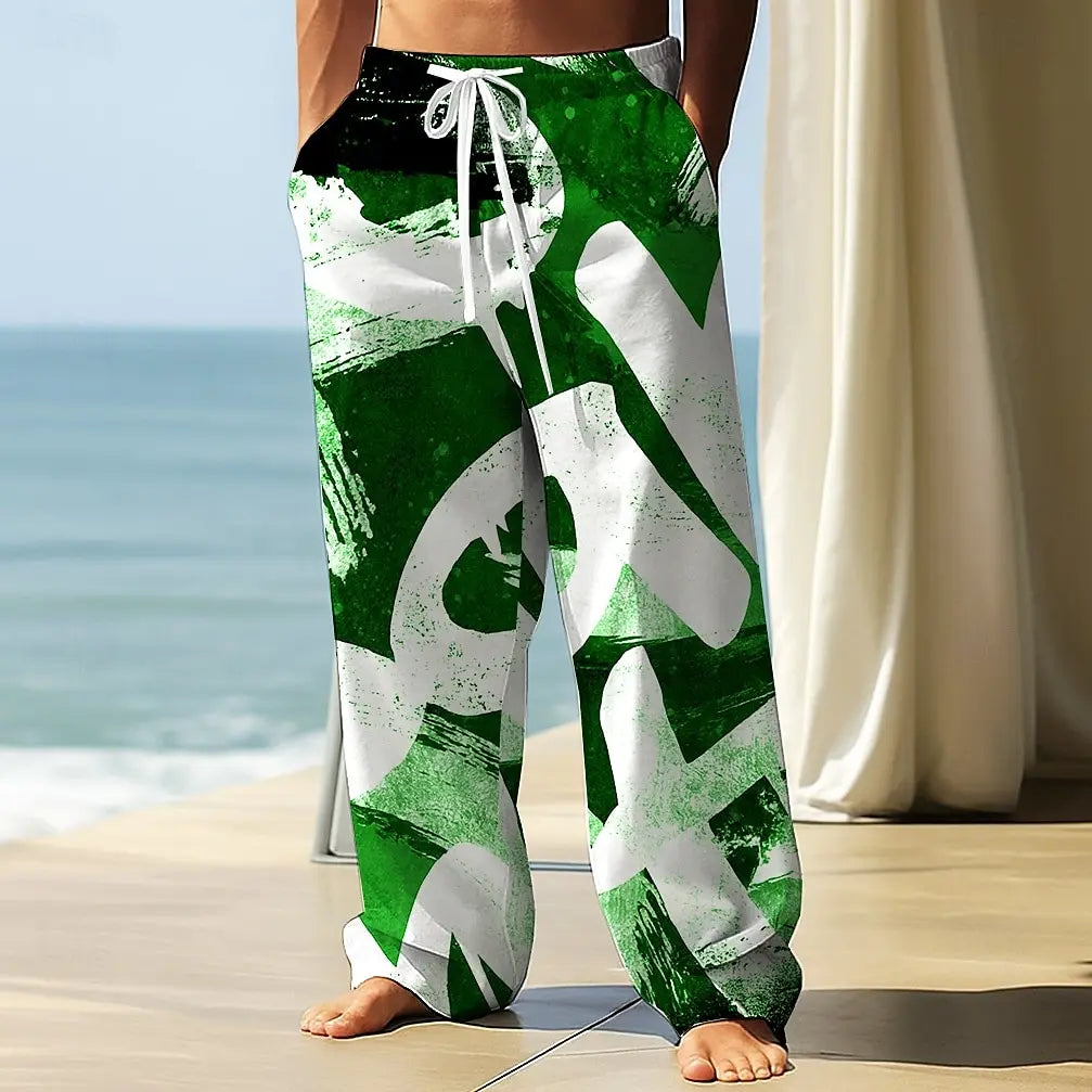 Men's Geometric Print Baggy Drawstring Pants