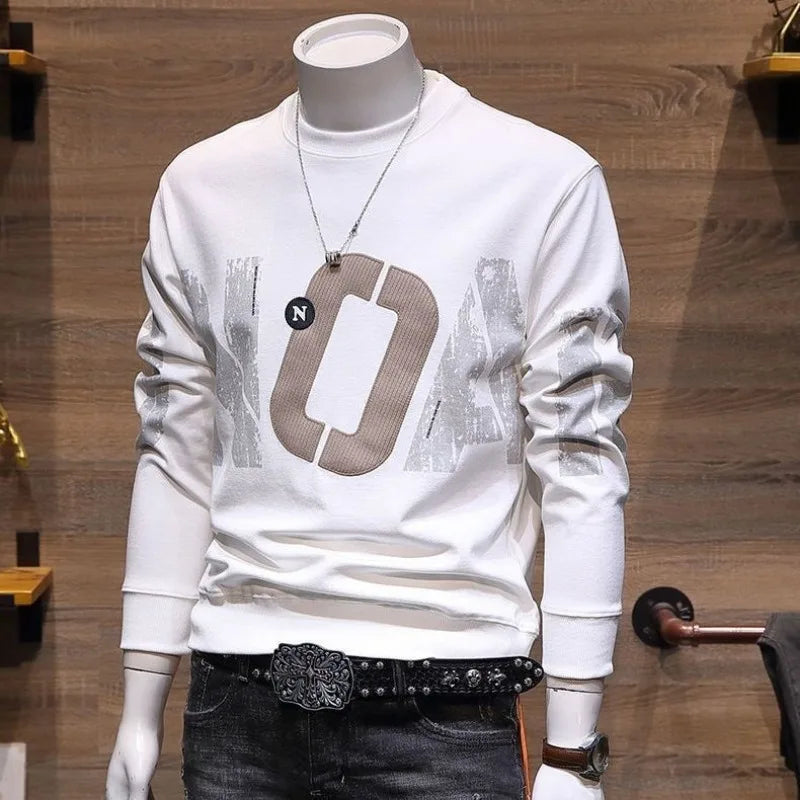 Men's Fleece Letter Print Pullover Sweatshirt