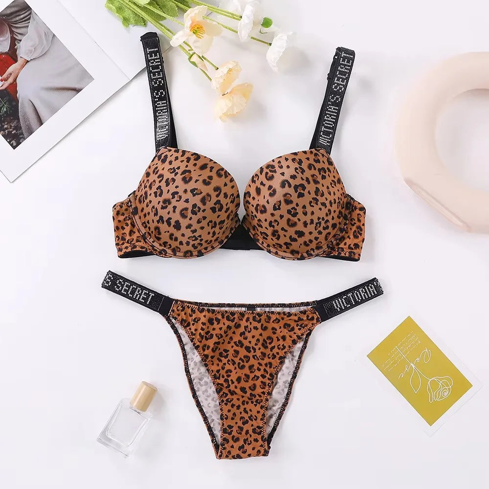 Women's Padded Push Up V-Neck Lingerie Set | Sporty Bra
