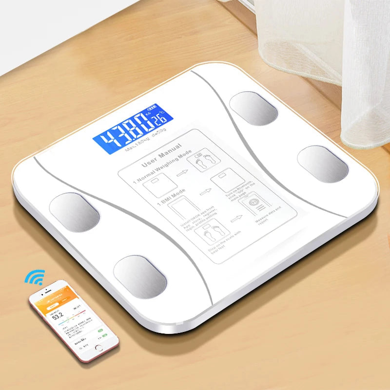 Körperfettwaage Smarte Kabellose Digitale Badezimmerwaage Körperanalysewaage mit Smartphone-App Bluetooth-kompatibel