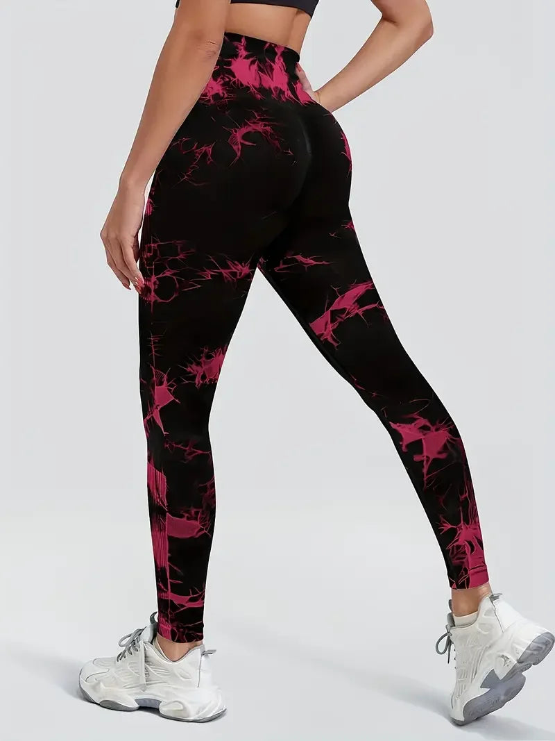 Nahtlose Tie-Dye Yoga-Leggings für Damen mit hoher Taille