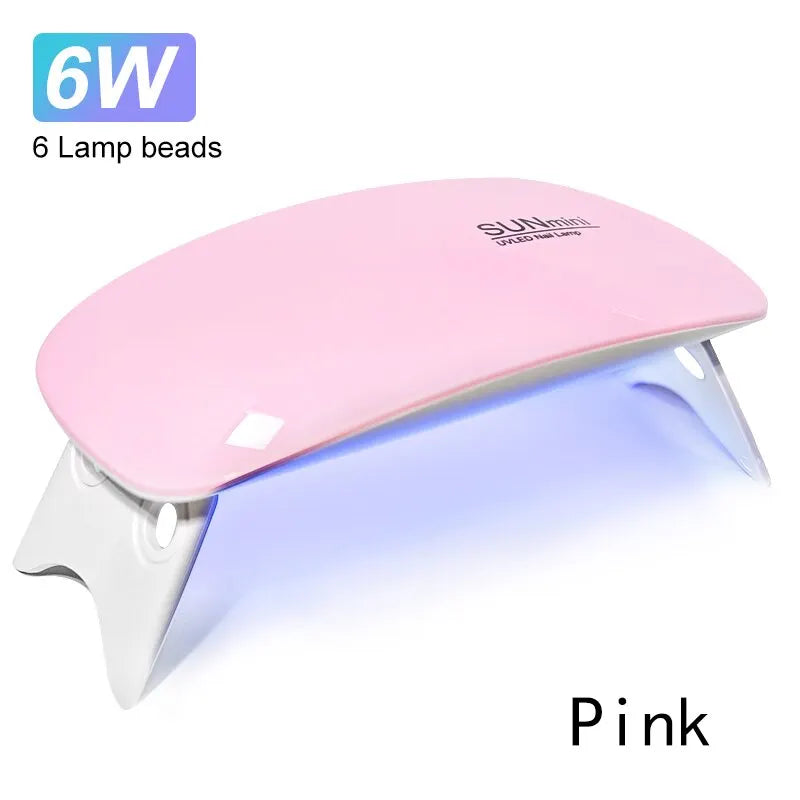 6W Mini Nageltrockner, tragbar, 6 LED UV Manikürelampe, Heimgebrauch Nagellampe zum Trocknen von Polierlack mit USB-Kabel