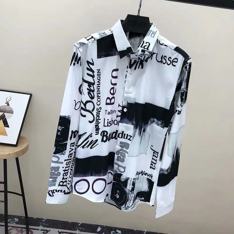 Teglex Herren Legeres Lockeres Cardigan-Hemd mit Buchstabenmuster
