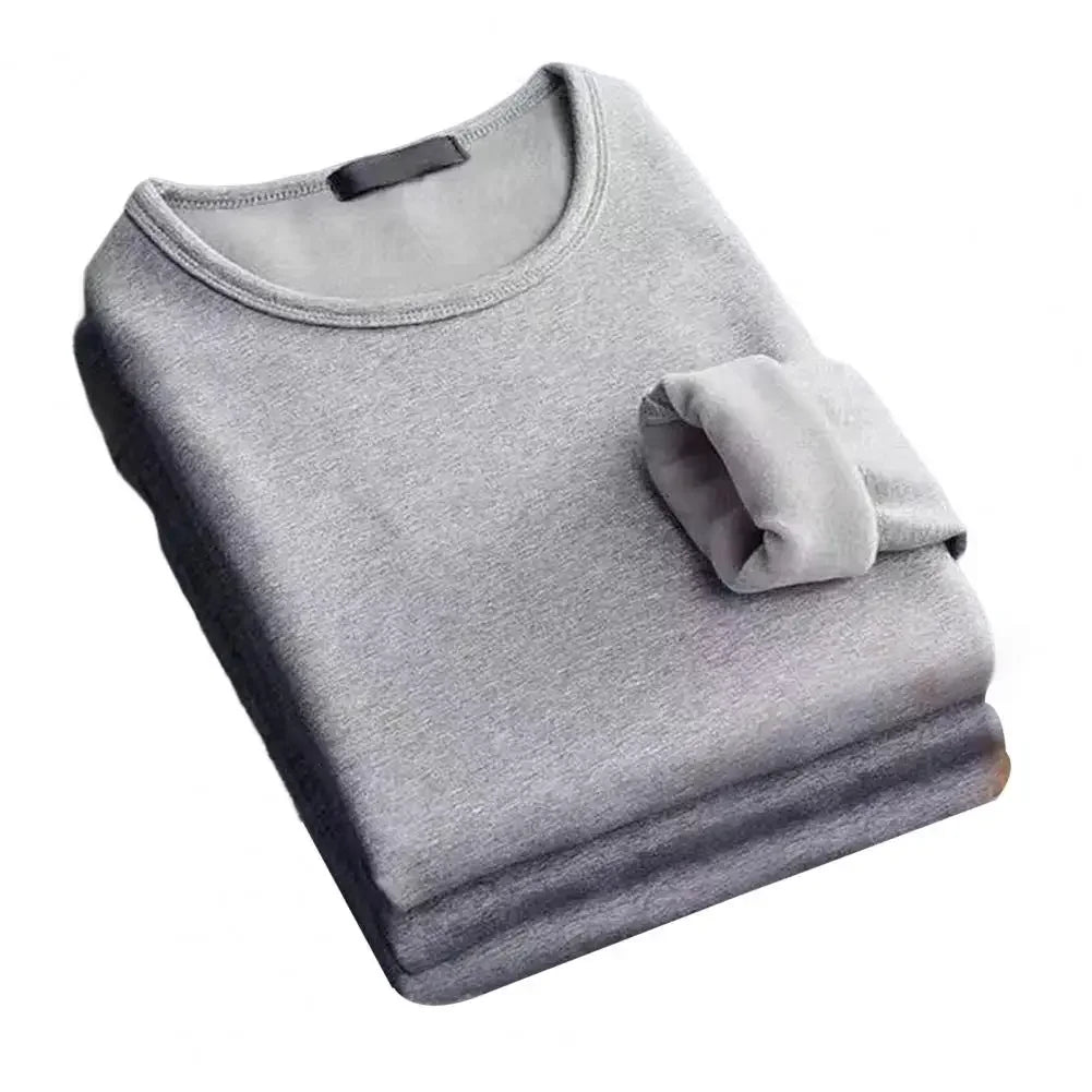 Winter Herren Verdickte Samt Warme Oberteile Herren Langarm Thermo-Unterwäsche Männlich Rundhals Mode T-Shirt
