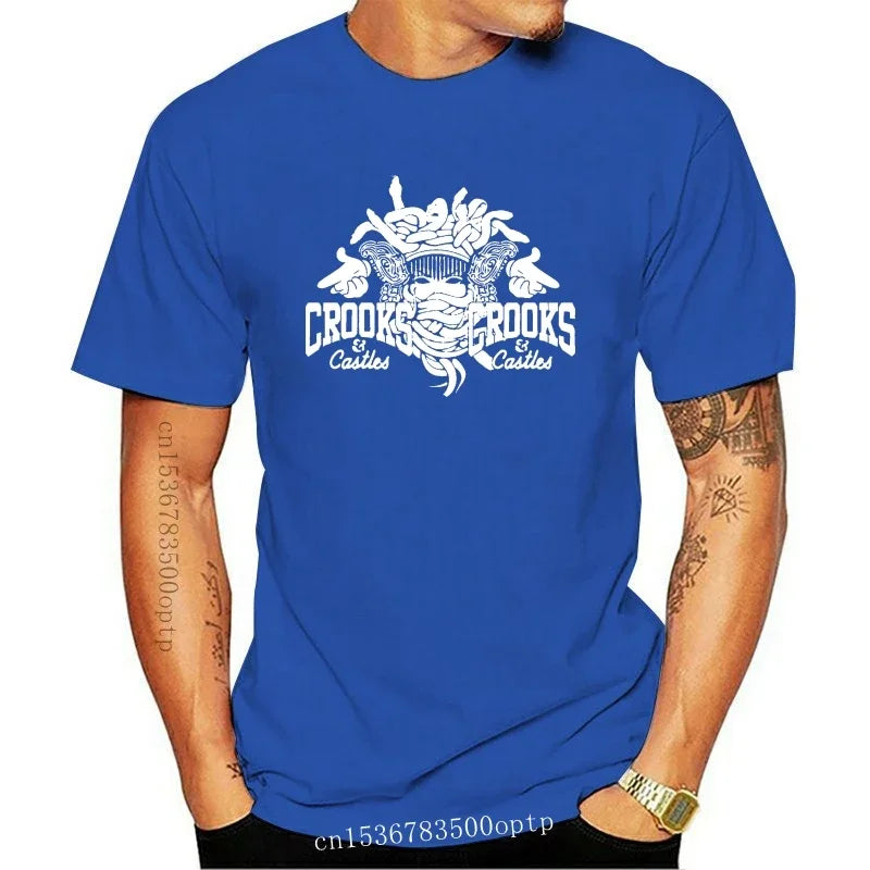 New Crooks Castles Logo Black T Shirt Men Women Unisex Tumblr Tee Sleeve Harajuku Tops - Teglex -