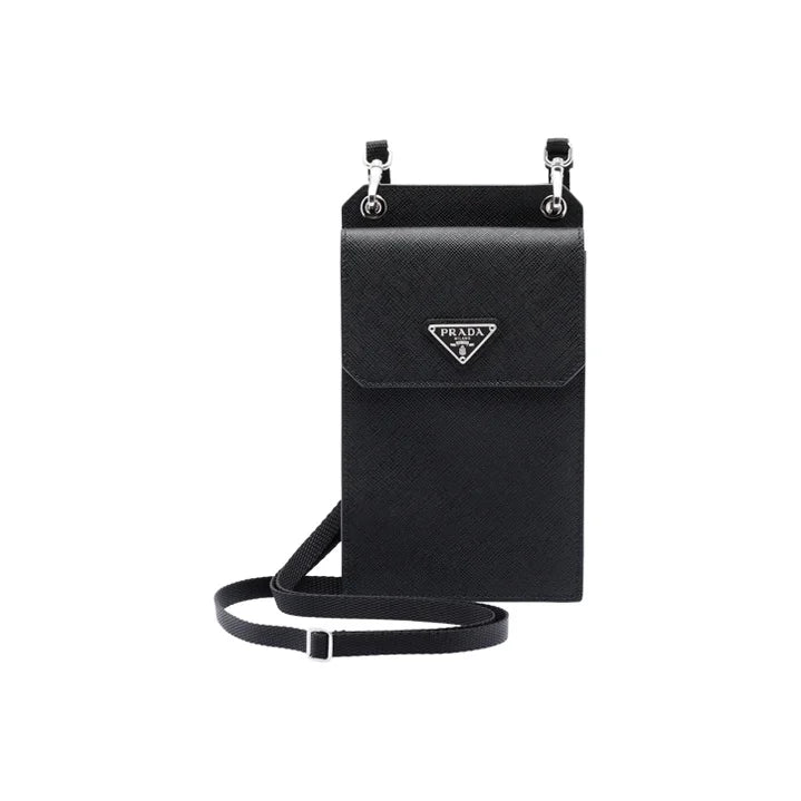 Luxury Saffiano Leather Coin Purse Crossbody Black