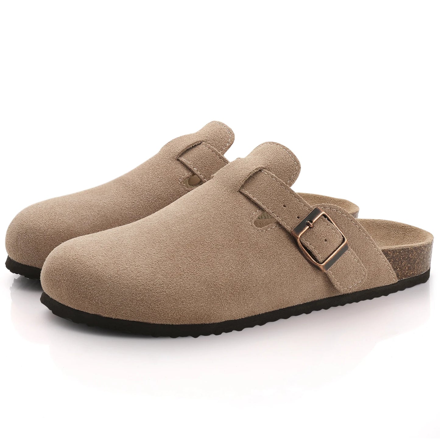 Comwarm Suede Mules Cork Sandals Arch Support Beach Slides