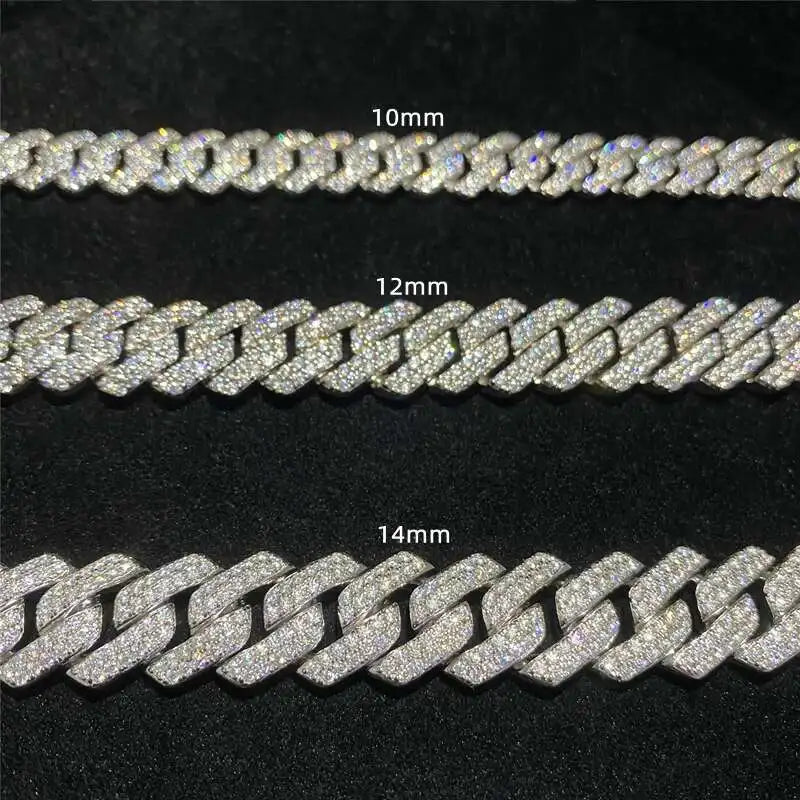 VVS Moissanite Cuban Link Kette 925 Silber 10-14mm