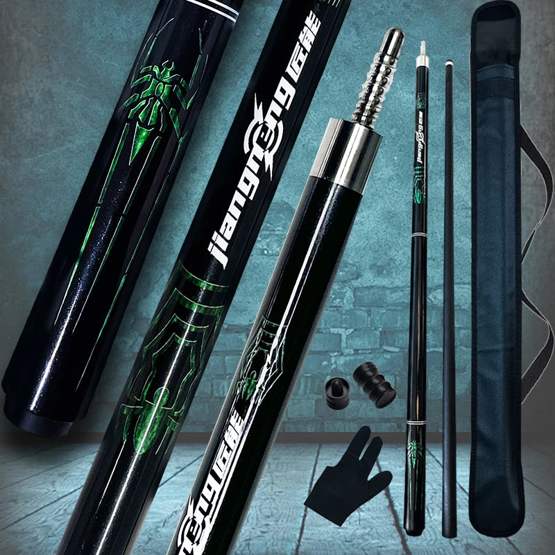 58.4in Spider Carbon Fiber Billiard Pool Cue Stick Unique Beautiful Design Bonus 3/8-8 Joint Protect Case for Competitive Play