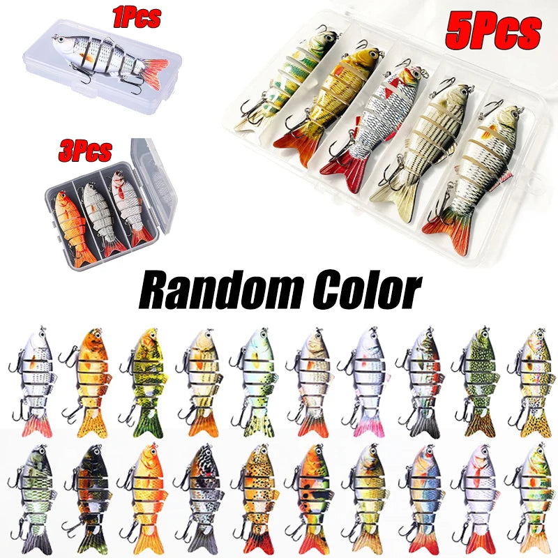 6-Segment Jointed Fishing Lure Swimbait Crankbait 5/3/1Pcs
