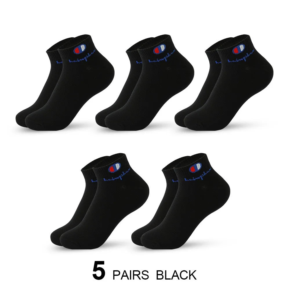 Herren Baumwoll-Sneaker-Socken Schwarz Weiß – 5/10/20 Paar