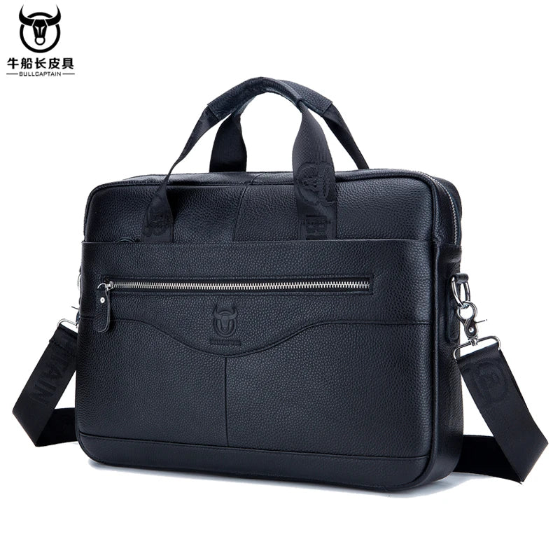 BULLCAPTAIN Aktentasche Umhängetaschen Herren Echtleder 14-Zoll Laptoptasche Herren Aktentasche Büro Business Handtasche