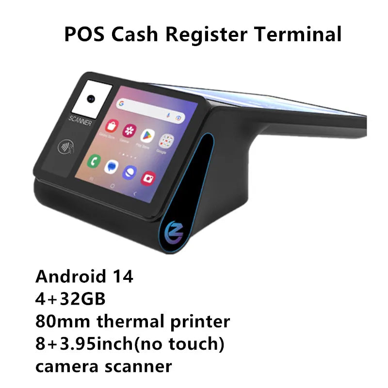 Z108 Android 14 POS Terminal 8" NFC Thermal Printer