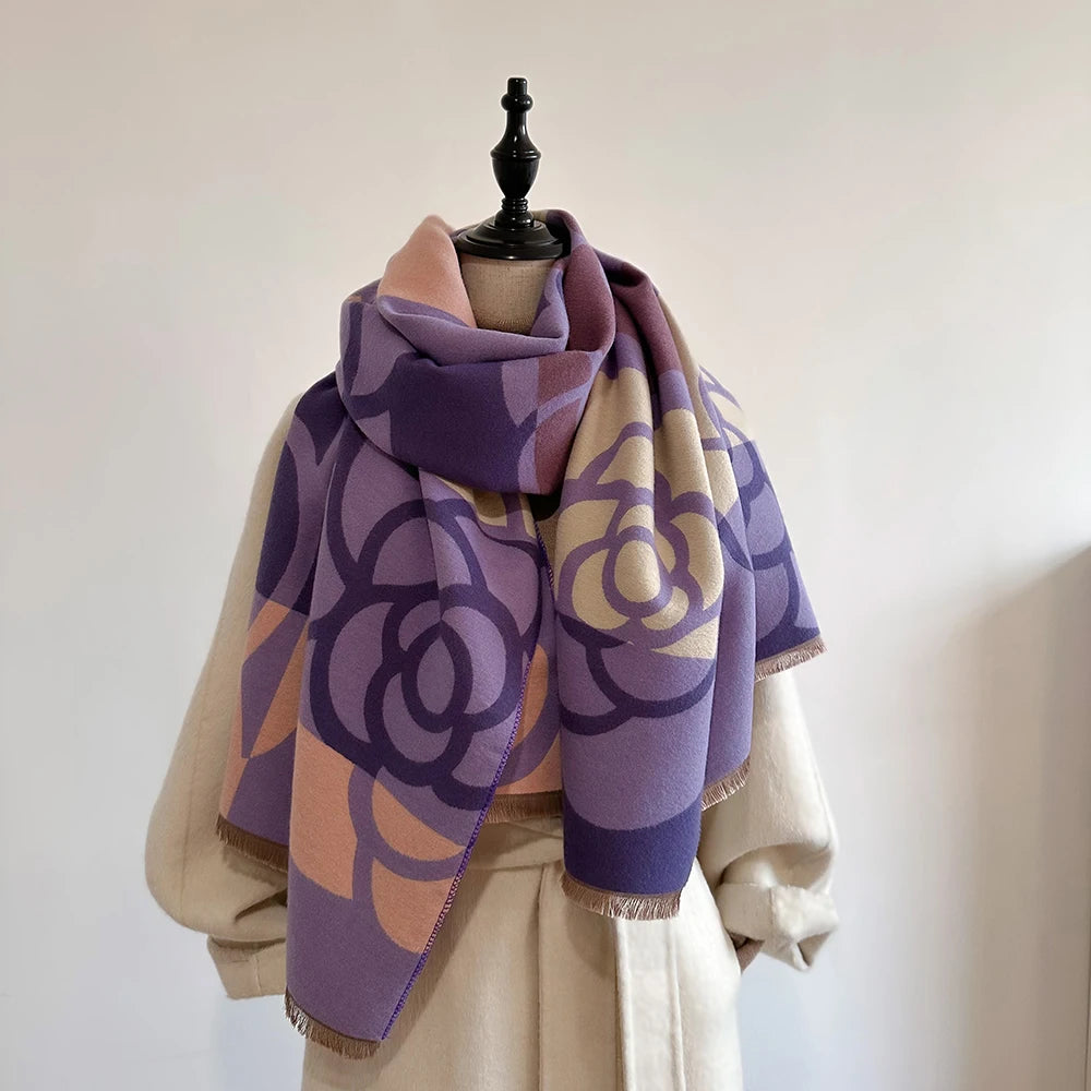 Kaschmirschal für Damen Dick Warmer Winterdecke Marke Weiblicher Luxusqualität Schal Wickel Bufanda 2024 Poncho Echarpe Pashmina