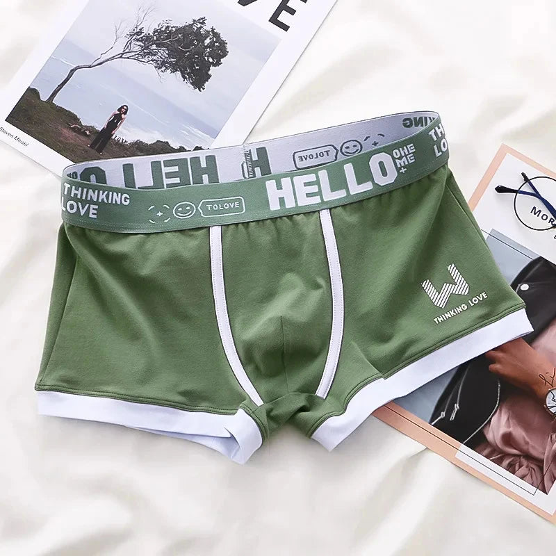 Herren-Boxershorts aus Baumwolle mit Schriftzug am Bund – Stil