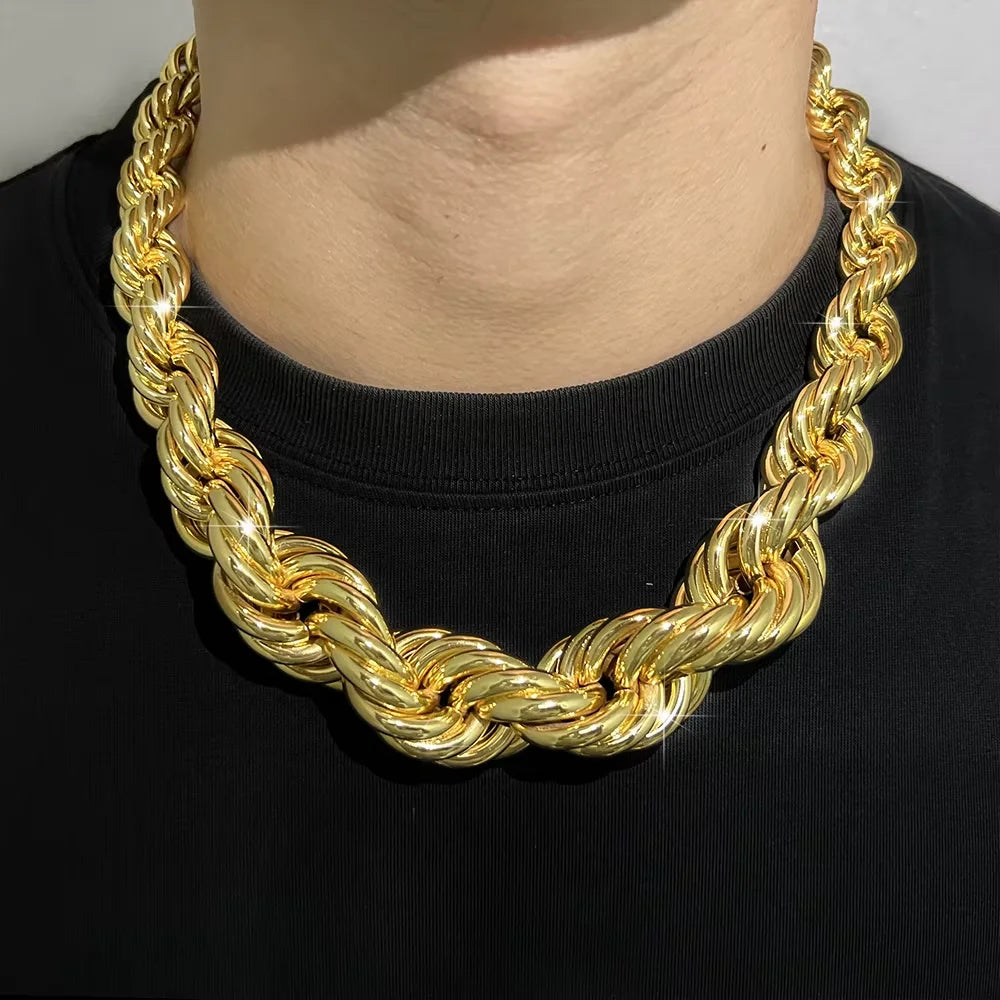 ULJ Hip Hop Street Style Exaggerate Big Chunky Fashion Unisex Golden Silver Color Cool Jewelry
