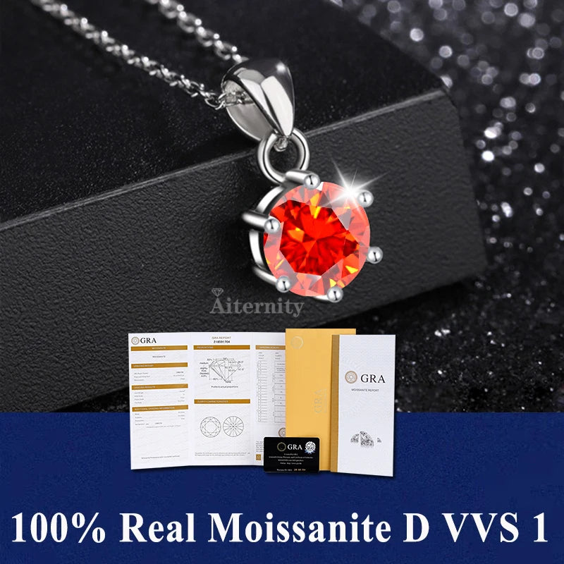 S925 Silber 100 % Moissanit-Anhänger-Halskette GRA-zertifiziert