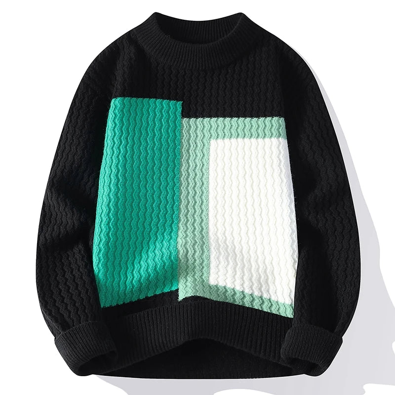 Men's Twist Turtleneck Sweater Warm Heavy Thick Pullover Sweater