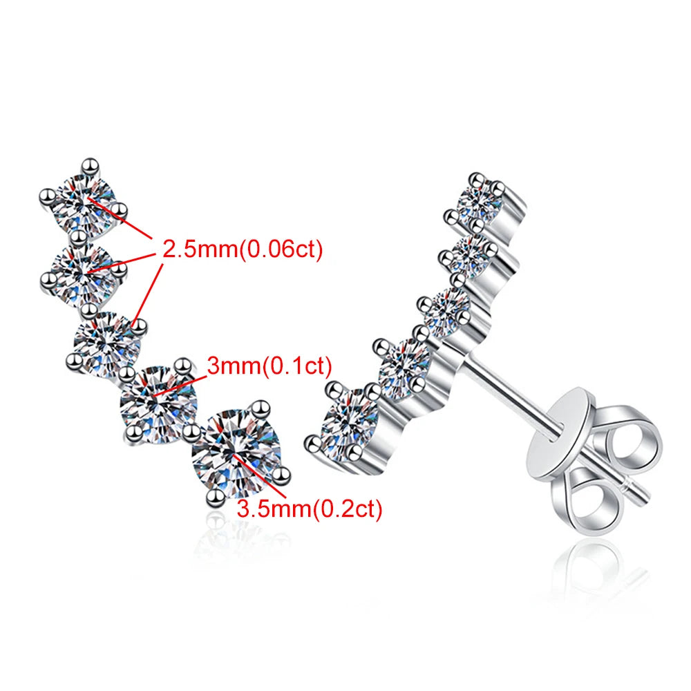 Echte D-Farbe Moissanit-Diamant-Ohrringe GRA-zertifiziert 925 Sterling Silber Funkelnde Smile-Ohrstecker für Damen Schmuckgeschenk