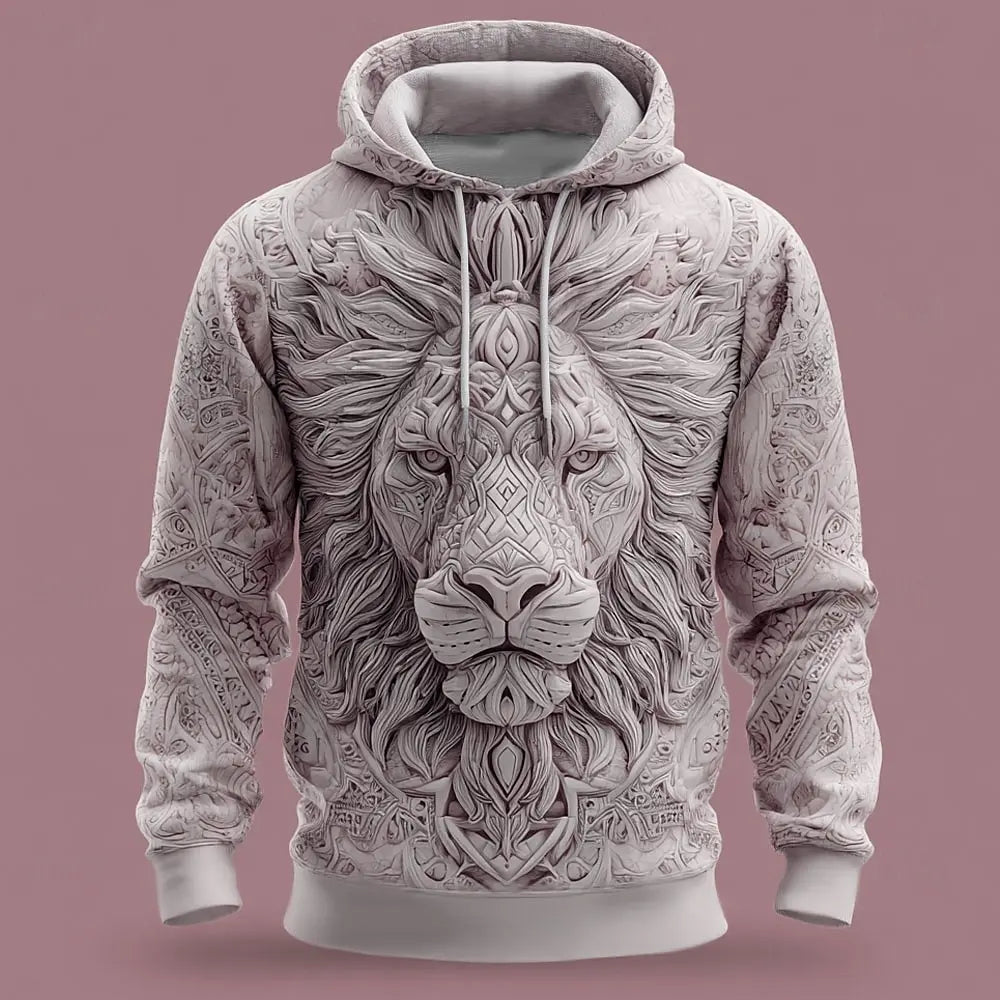 Men's Lion 3D Print Hoodie Sweatshirt Streetwear Winter