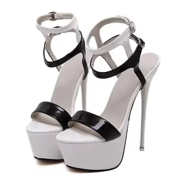 Aneikeh 16CM Plateau High Heels Sandalen Große Größe 41-46