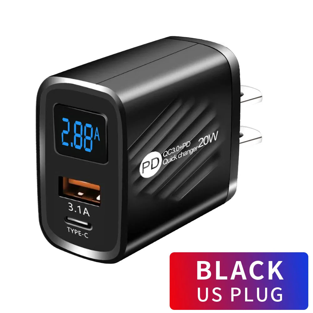 USB Ladegerät 20W Schnelllade-Handyadapter für iPhone 14 Samsung Xiaomi Huawei Quick Charge 3.0 Wand-USB-Ladegerät Adapter