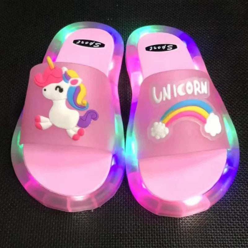 Kinder Einhorn-Leucht-Hausschuhe Cartoon Badezimmer Kleinkind