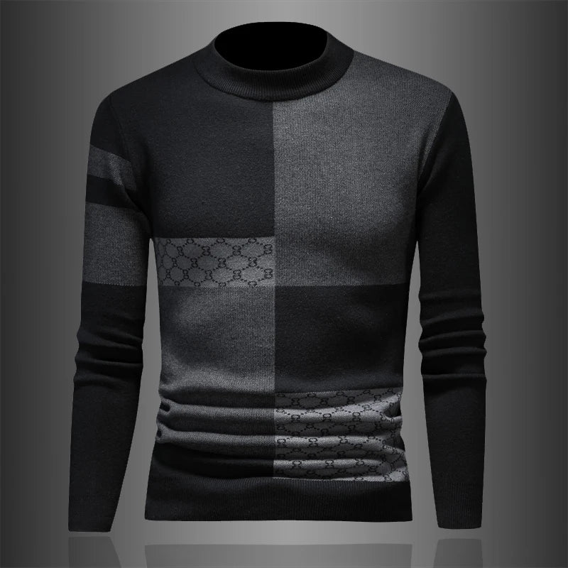 Herren Rollkragenpullover mit Karomuster