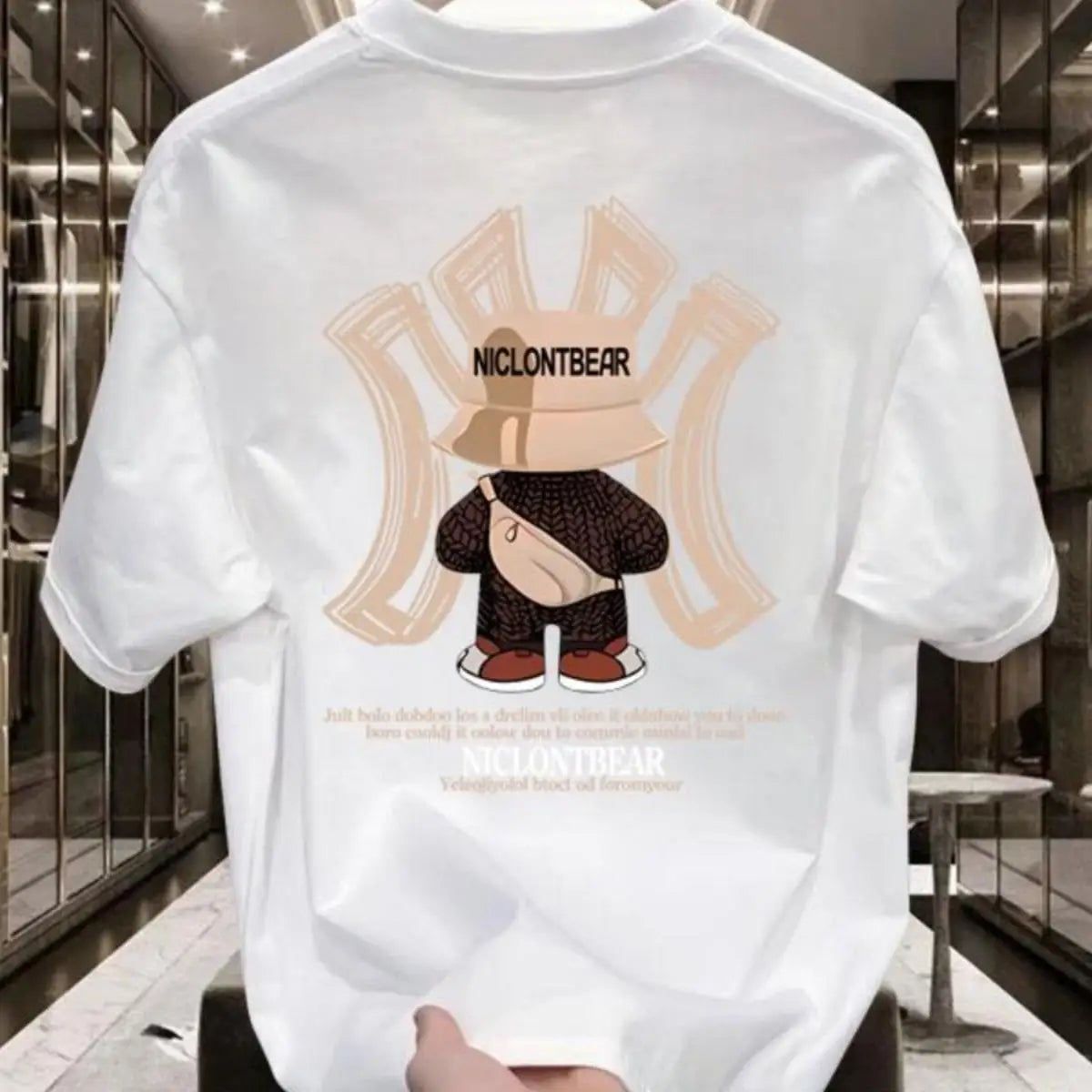 2025 Heavy Cotton Violent Bear Print Short-sleeved T-shirt American Trendy Brand Ins Loose Top Men's and Women's Trend Fashion - Teglex