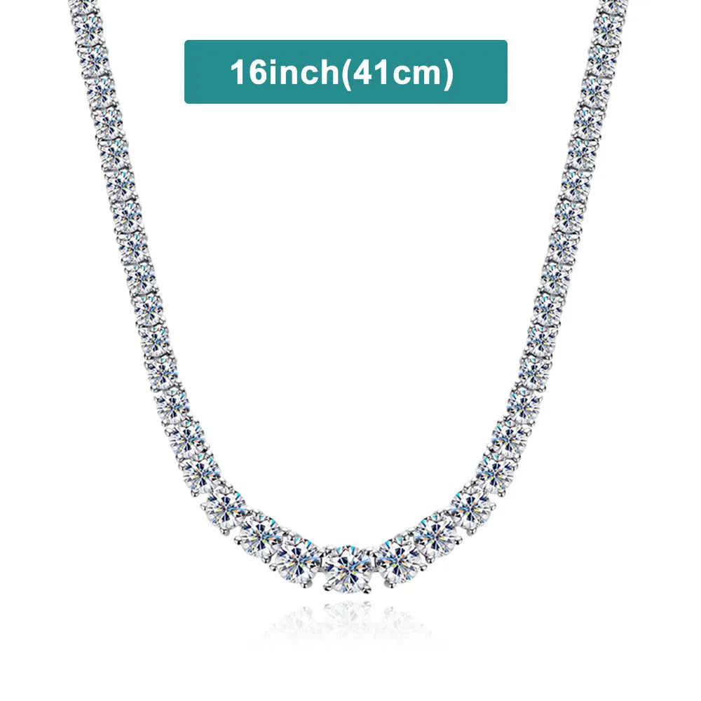 Moissanite Tennis Necklace 925 Silver 18K Gold Plated