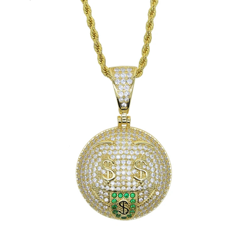 Lustiger Gesichtsanhänger Halskette Iced Out Hip Hop Schmuck