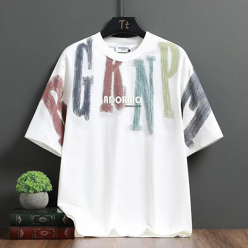 Men's Loose Print Pullover T-Shirt – Plus Size Lazy Tee